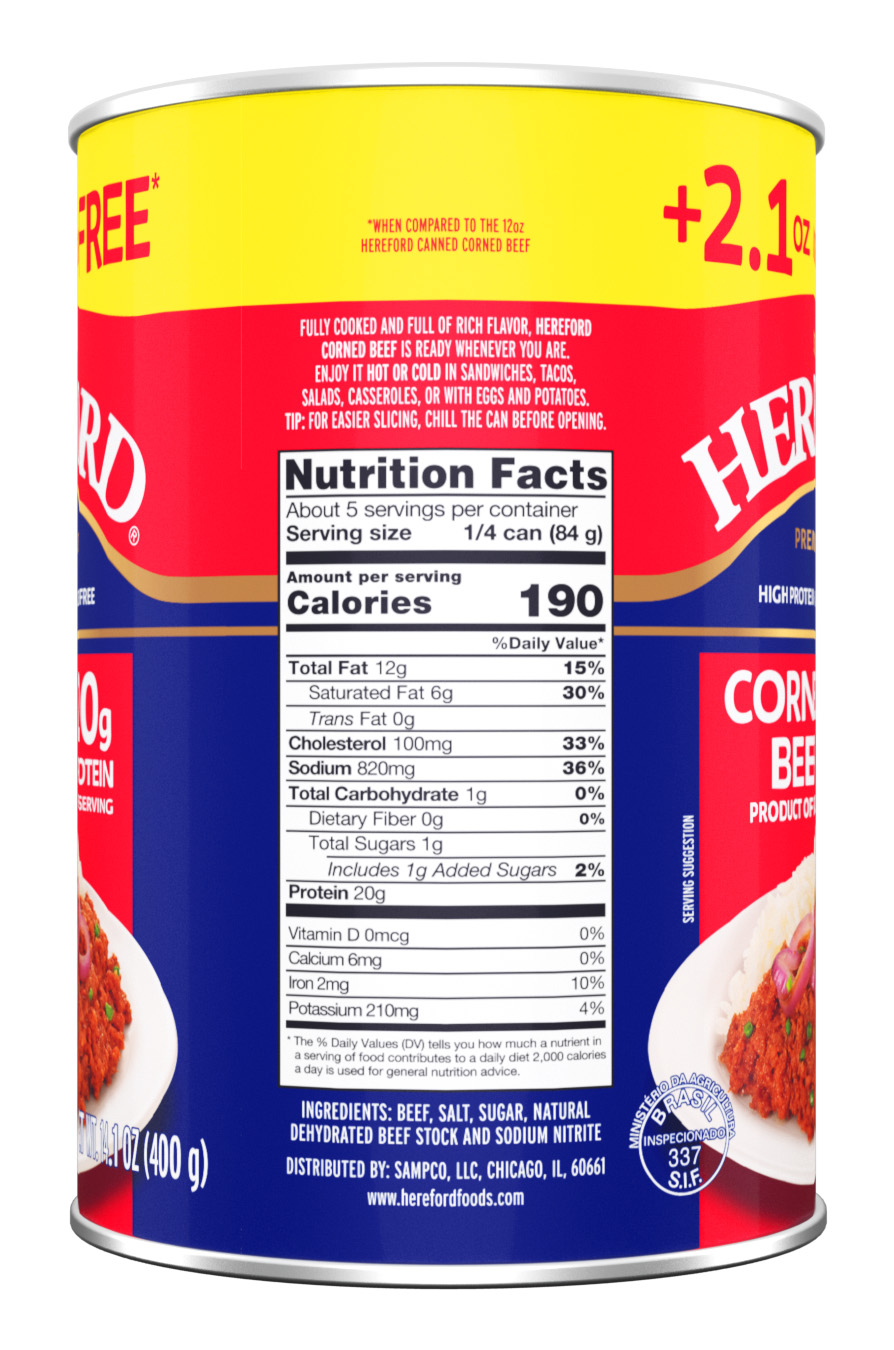 Corned Beef Low Sodium 14.1oz, 2.1OZ for free – Hereford Foods